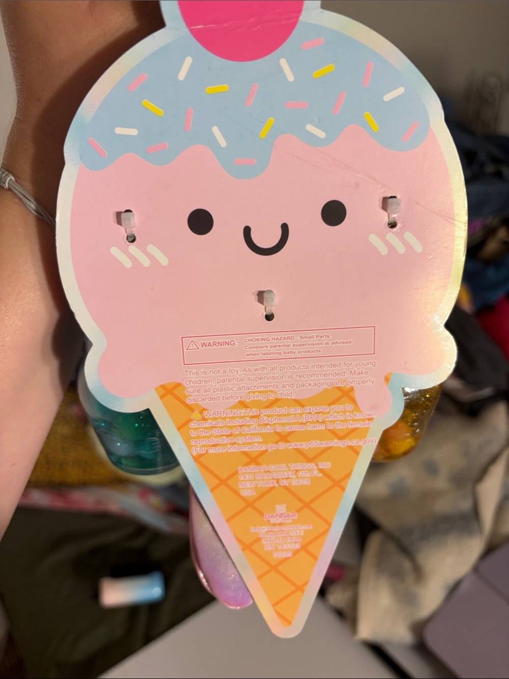 Kids Pink Glitter Ice Cream Keychain slime  Set - 3 Pack - Picture 5 of 5